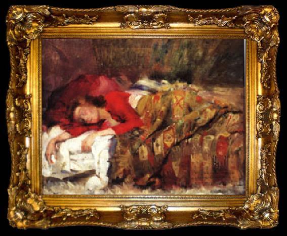 framed  Lovis Corinth Young Woman Sleeping, ta009-2